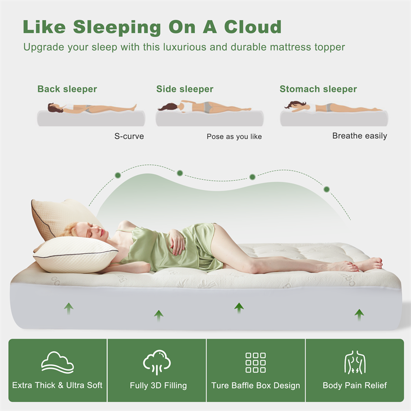 this luxurious and durable mattress topper upgrades your sleep, white