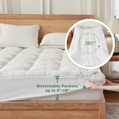 Bedlore® 3D Fill Luxurious Bamboo Mattress Topper, Soft and Cozy