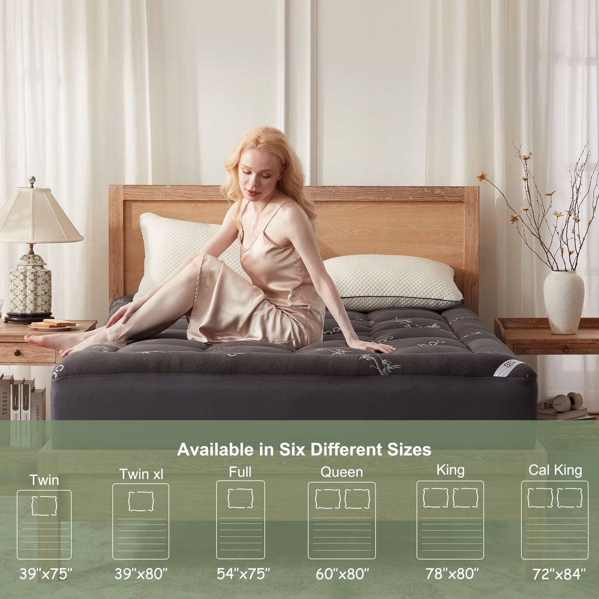 Bedlore® 3D Fill Luxurious Bamboo Mattress Topper, Soft and Cozy
