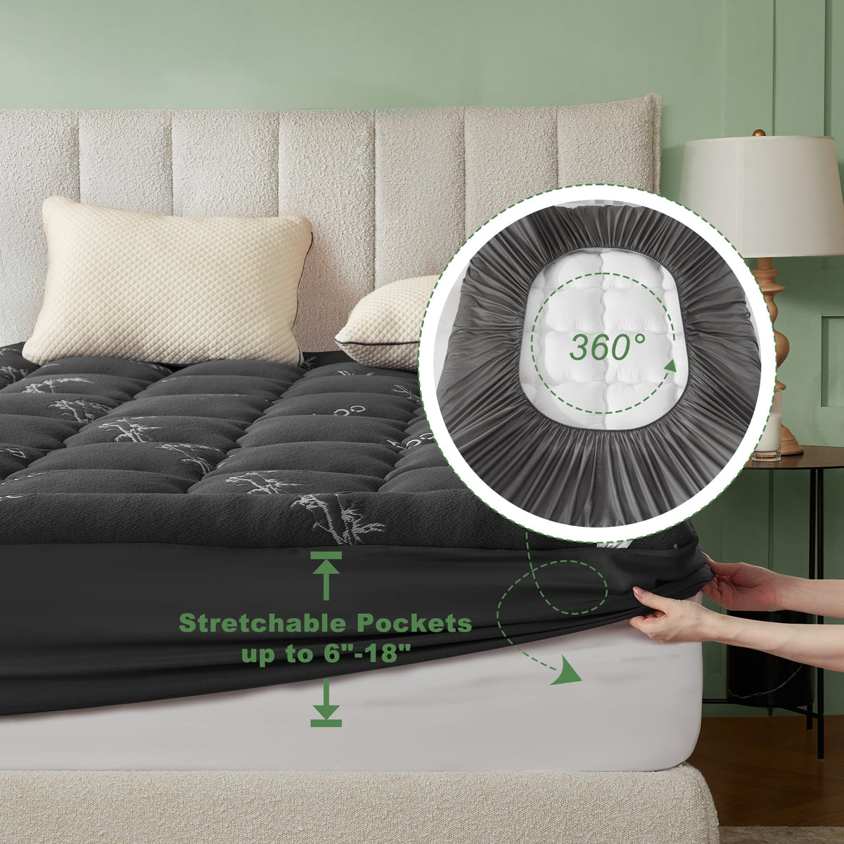 Bedlore® 3D Fill Luxurious Bamboo Mattress Topper, Soft and Cozy